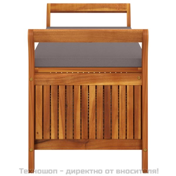 Градинска пейка за съхранение с възглавница 126 см акация масив