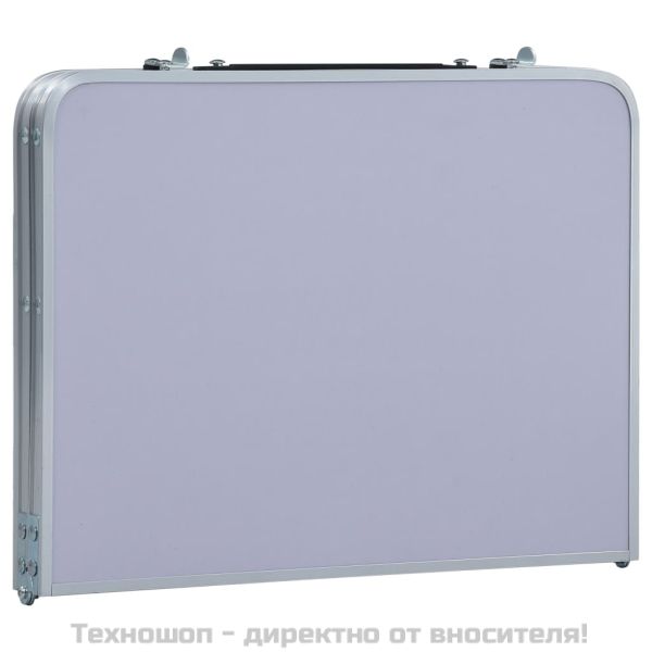 Сгъваема къмпинг маса, бяла, алуминий, 60x40 см