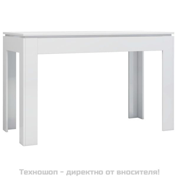 Трапезна маса, бял гланц, 120x60x76 см, инженерно дърво