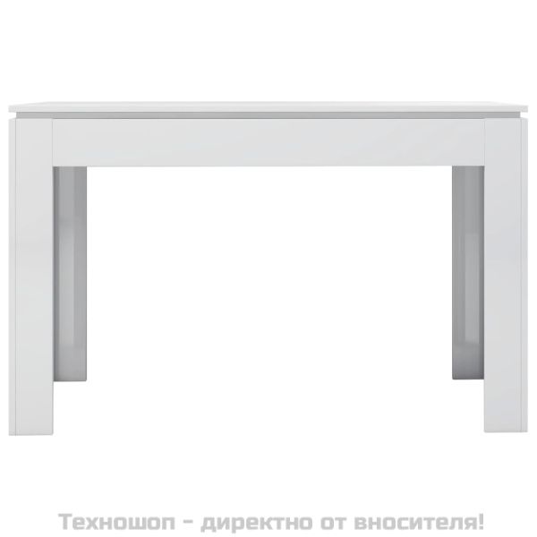 Трапезна маса, бял гланц, 120x60x76 см, инженерно дърво
