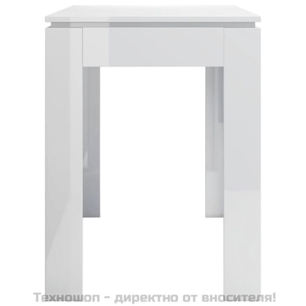 Трапезна маса, бял гланц, 120x60x76 см, инженерно дърво