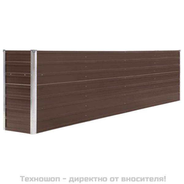 Повдигната леха, 320x40x77 см, поцинкована стомана, кафява