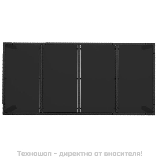 Градински трапезен комплект възглавници 9 части черен полиратан