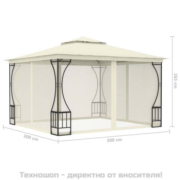 Градинска шатра с мрежи, 300x300x265 см, кремава