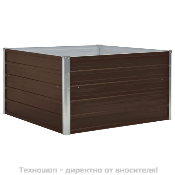 Повдигната леха, 100x100x45 см, поцинкована стомана, кафява
