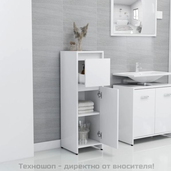 Шкаф за баня, бял, 30x30x95 см, инженерно дърво