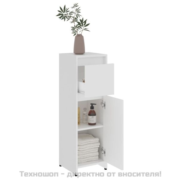 Шкаф за баня, бял, 30x30x95 см, инженерно дърво