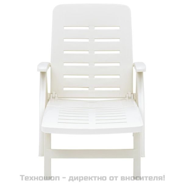 Сгъваем шезлонг, пластмаса, бял
