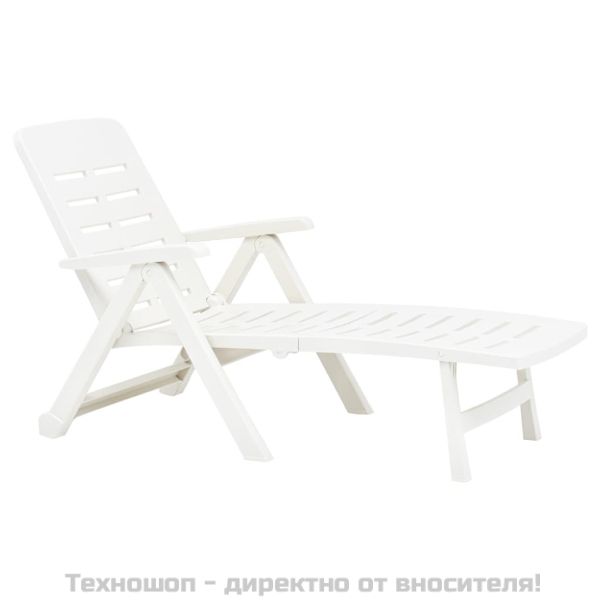 Сгъваем шезлонг, пластмаса, бял