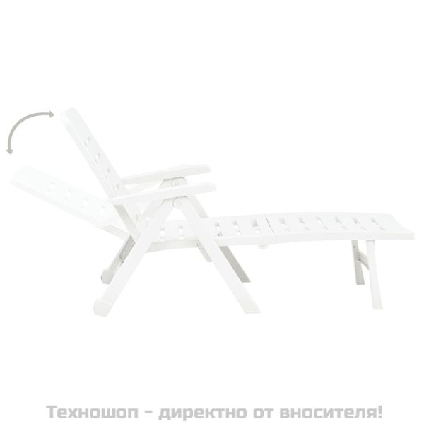 Сгъваем шезлонг, пластмаса, бял