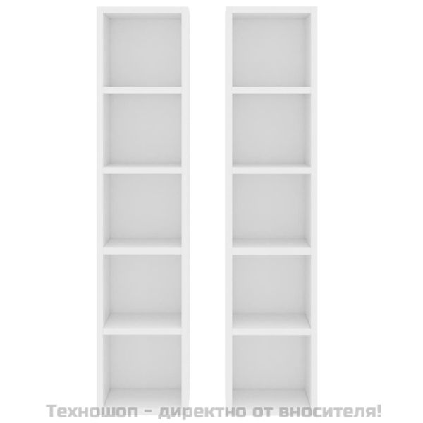 CD шкафове, 2 бр, бели, 21x16x93,5 см, ПДЧ