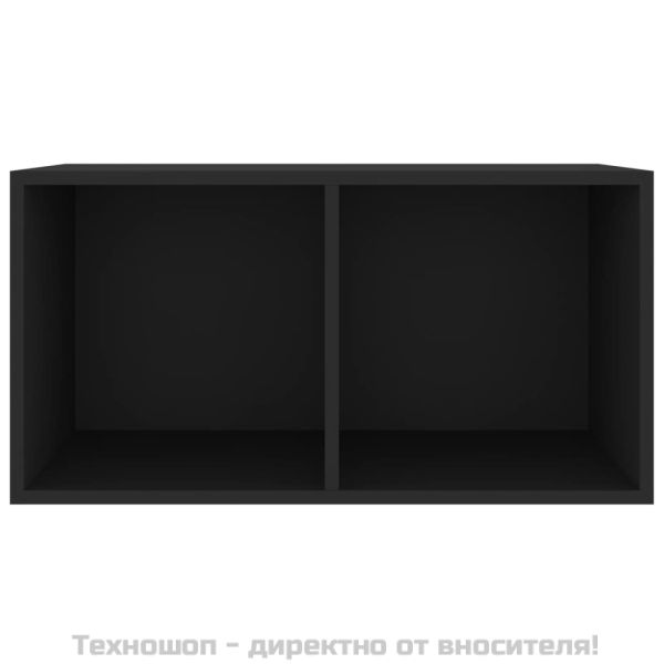 Шкаф за винилови плочи, черен, 71x34x36 см, инженерно дърво
