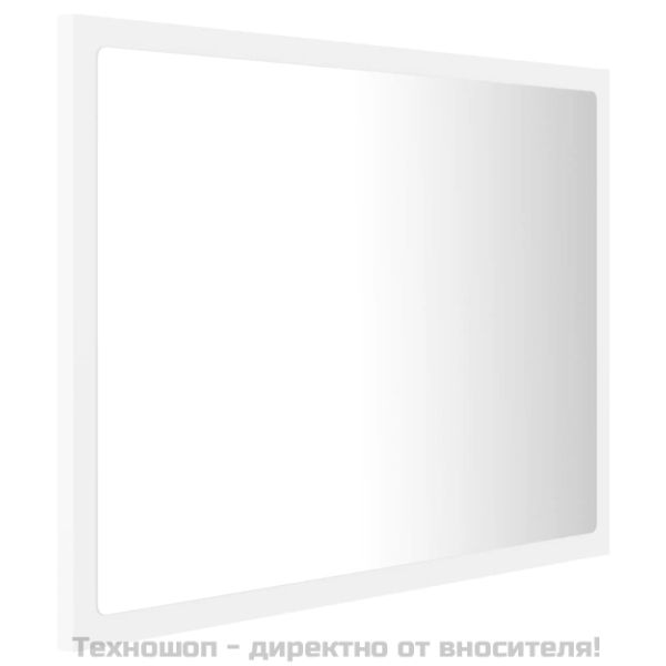 LED огледало за баня, бяло, 60x8,5x37 см, акрил