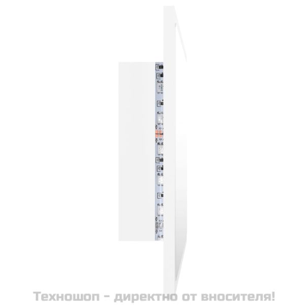 LED огледало за баня, бяло, 60x8,5x37 см, акрил