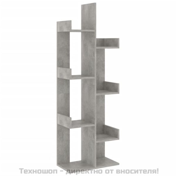 Библиотека, бетонно сива, 48x25,5x140 см, инженерно дърво