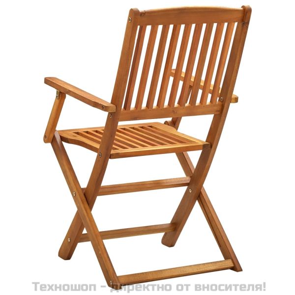Сгъваеми градински столове, 4 бр, акация масив