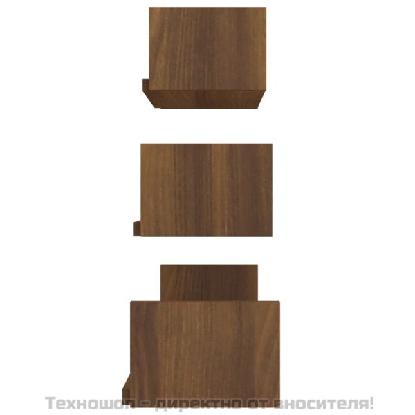 Стенни рафтове, 3 бр, кафяв дъб, инженерно дърво