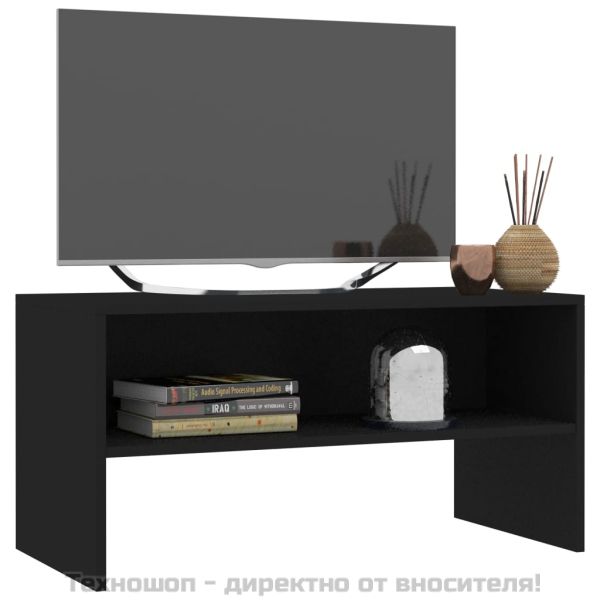 ТВ шкаф, черен, 80x40x40 см, инженерно дърво