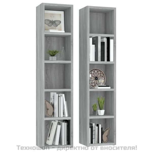 CD шкафове, 2 бр, Сив сонома, 21x16x93,5 см, инженерно дърво