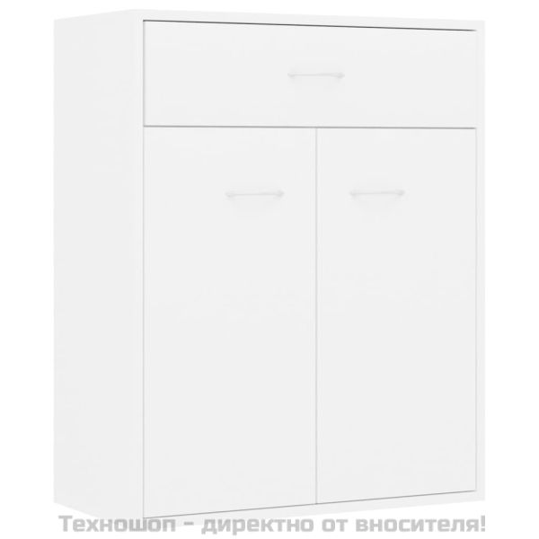 Сайдборд, бял, 60x30x75 см, инженерно дърво