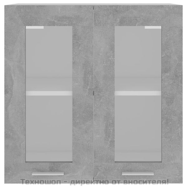 Висящ стъклен шкаф "Lyon", бетонно сив, 60x31x60 см, инженерно дърво