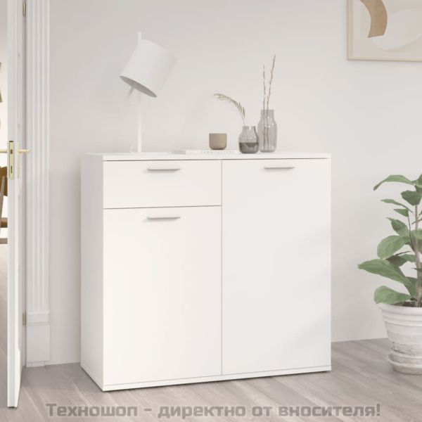 Бюфет, бял, 80x36x75 см, инженерно дърво