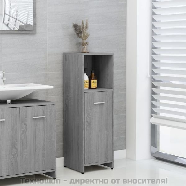 Шкаф за баня, сив сонома, 30x30x95 см, инженерно дърво