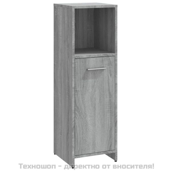 Шкаф за баня, сив сонома, 30x30x95 см, инженерно дърво