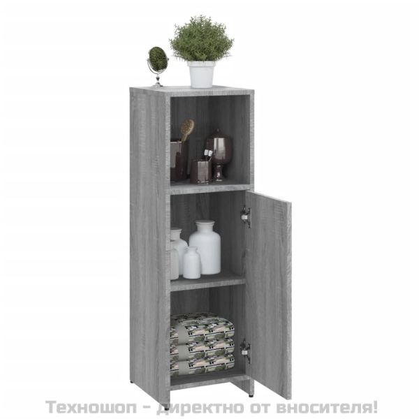 Шкаф за баня, сив сонома, 30x30x95 см, инженерно дърво