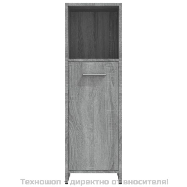 Шкаф за баня, сив сонома, 30x30x95 см, инженерно дърво