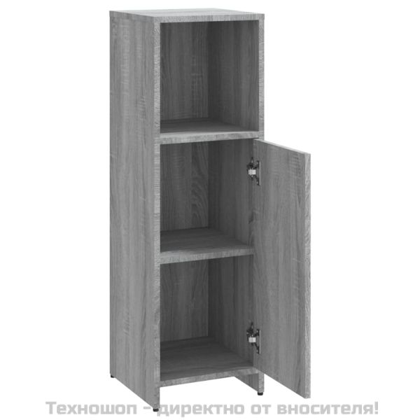 Шкаф за баня, сив сонома, 30x30x95 см, инженерно дърво