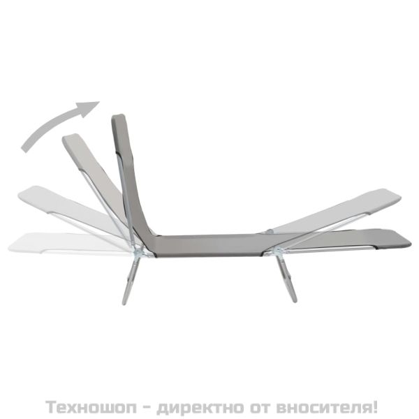 Сгъваеми шезлонги, 2 бр, стомана и текстил, сиви