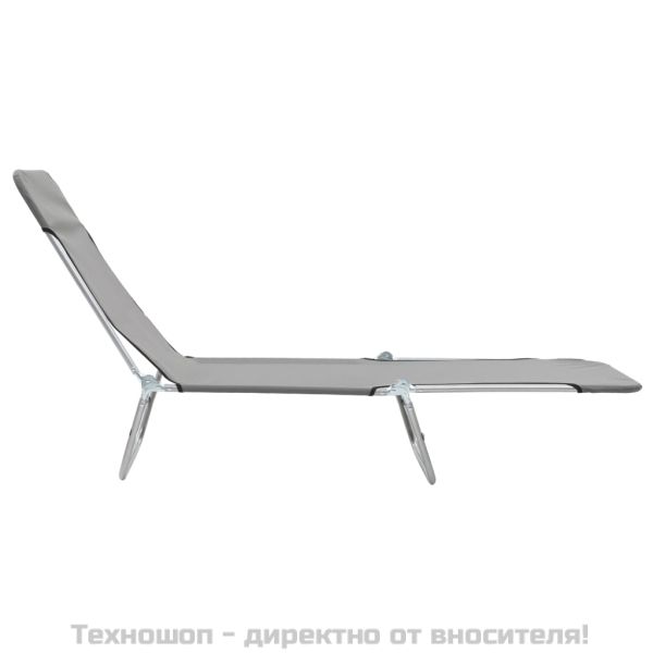 Сгъваеми шезлонги, 2 бр, стомана и текстил, сиви