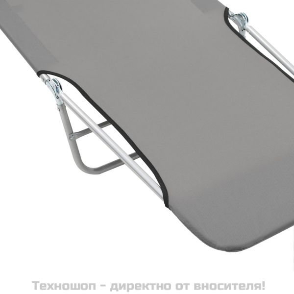 Сгъваеми шезлонги, 2 бр, стомана и текстил, сиви