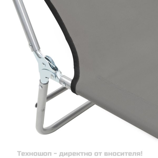 Сгъваеми шезлонги, 2 бр, стомана и текстил, сиви