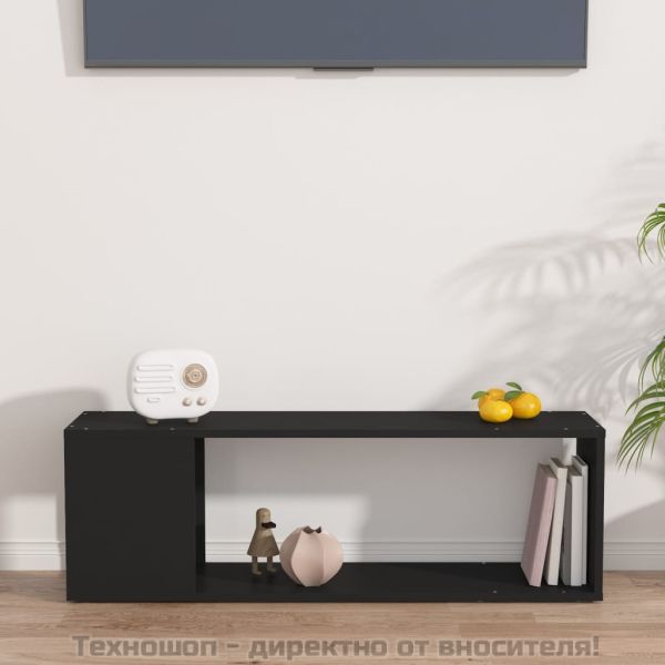 ТВ шкаф, черен, 100x24x32 см, инженерно дърво