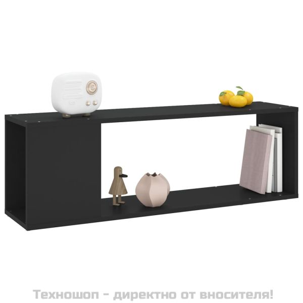 ТВ шкаф, черен, 100x24x32 см, инженерно дърво