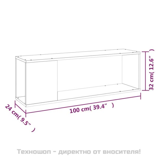 ТВ шкаф, черен, 100x24x32 см, инженерно дърво