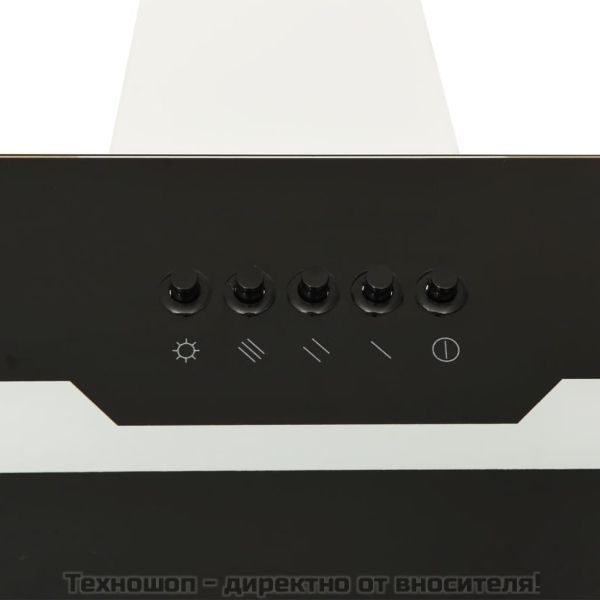 Стенен абсорбатор, 60 см, стомана и закалено стъкло, черен