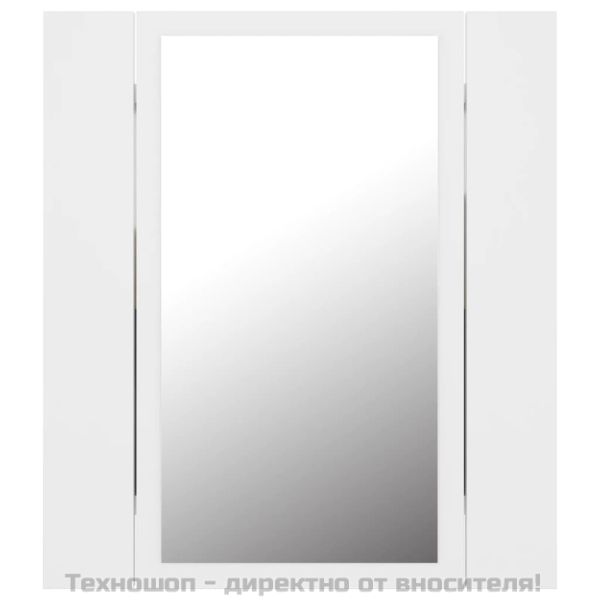Шкаф с LED огледало за баня, бял, 40x12x45 см, акрил