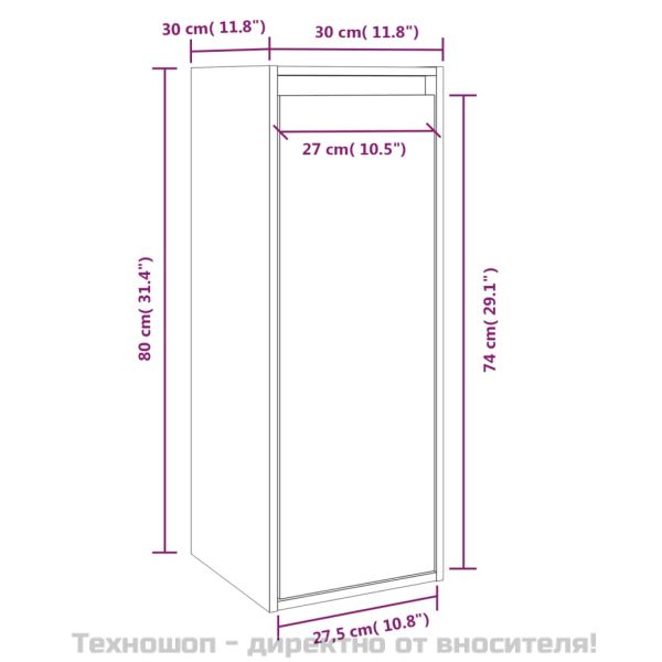 Стенни шкафове, 2 бр, 30x30x80 см, бор масив