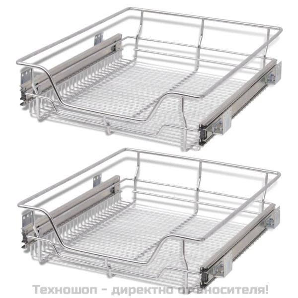 Телени кошници, плъзгащи се, 2 бр, сребристи, 500 мм