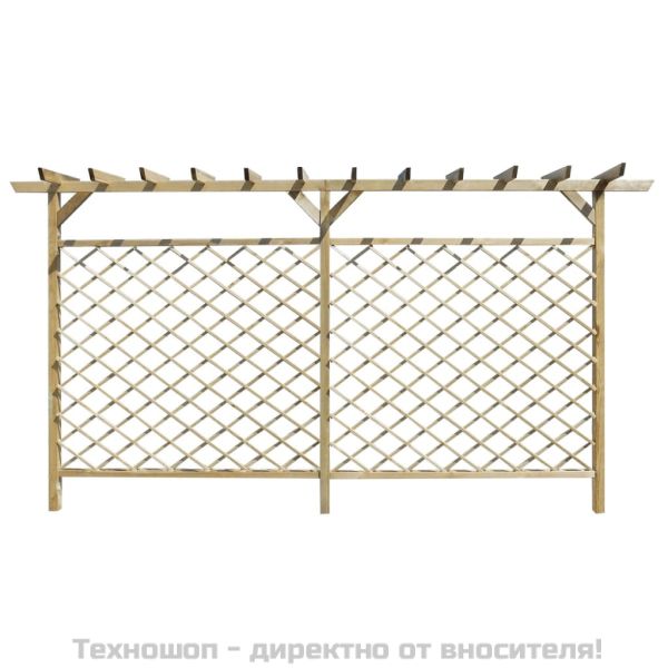 Градинска решетъчна ограда с покрив-пергола, дърво