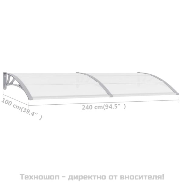 Навес за врата сив 240x100 см PC