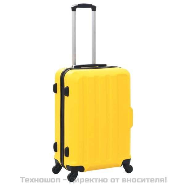 Комплект твърди куфари с колелца, 3 бр, жълти, ABS