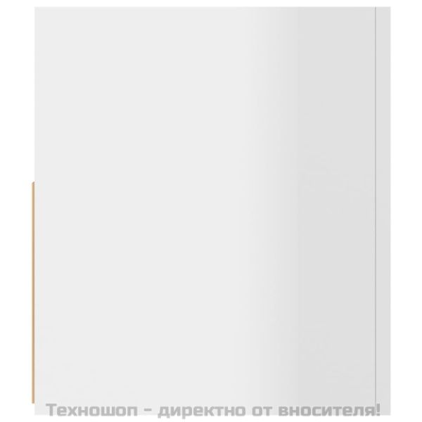 ТВ шкаф с LED осветление, бял гланц, 90x35x40 см