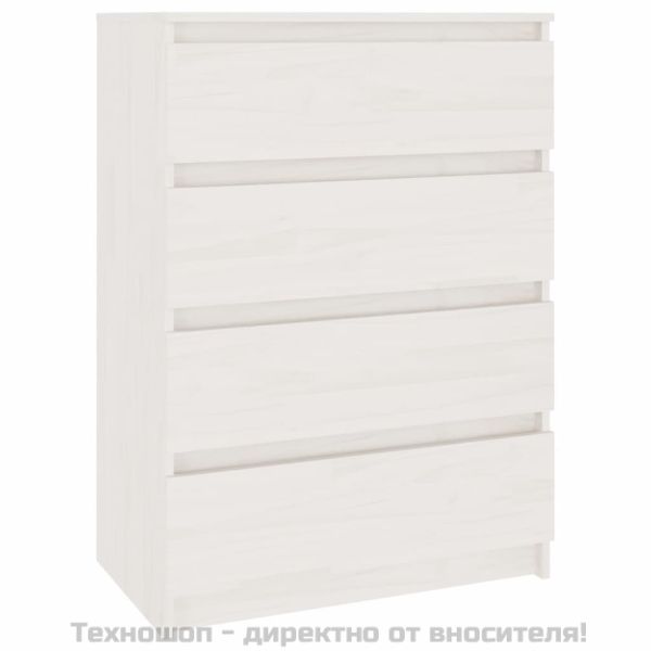 Страничен шкаф, бял, 60x36x84 см, борово дърво масив