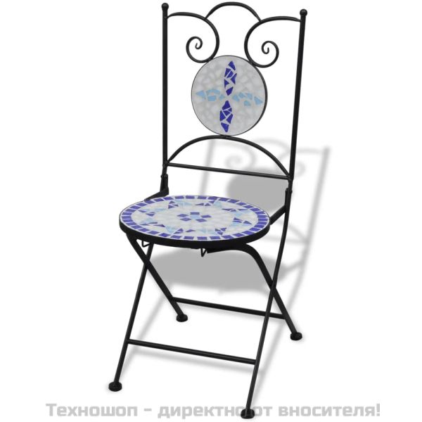 Сгъваеми столове 2 бр. керамични, синьо-бели
