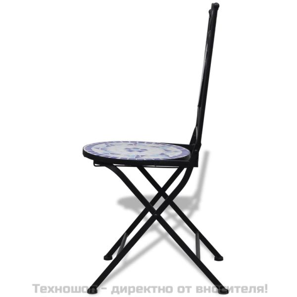 Сгъваеми столове 2 бр. керамични, синьо-бели