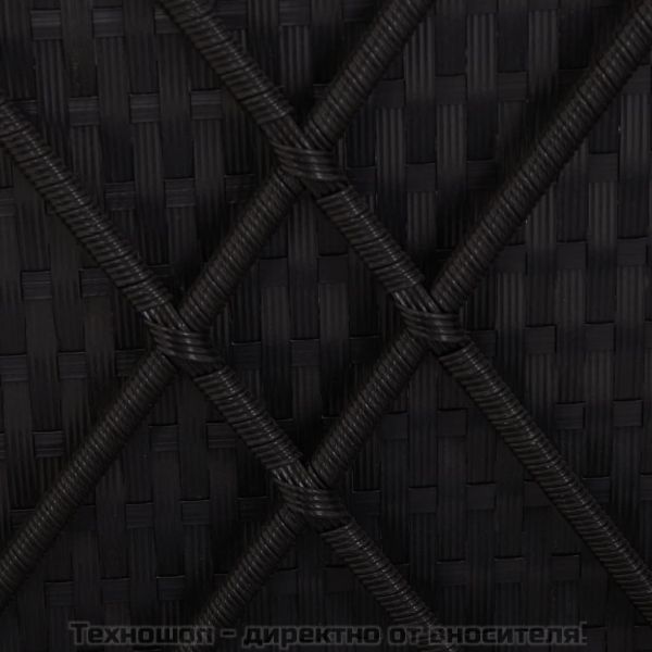 Шезлонг с шалте, полиратан, черен